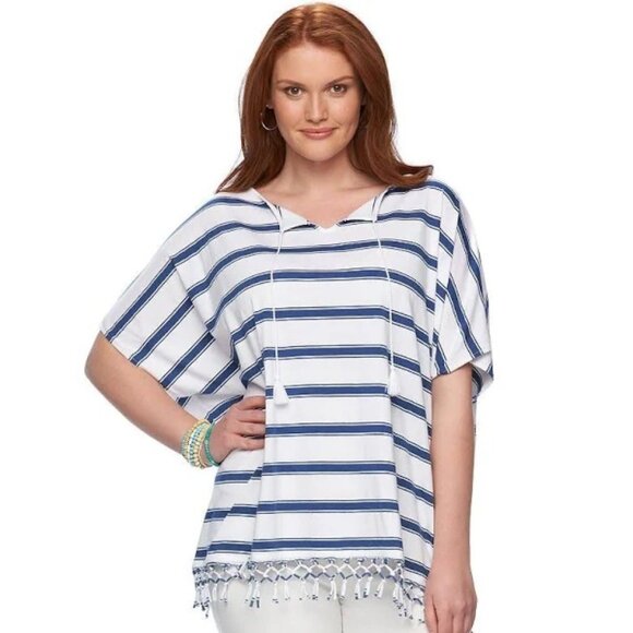 Chaps Ralph Lauren Fringed Poncho Style Shirt plus size 1X NWT - Picture 1 of 8